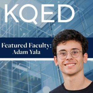 Adam Yala headshot & KQED logo