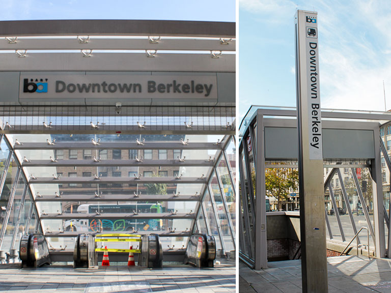 downtown Berkeley bart station entrance and signage